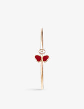 Happy Hearts Wings 18ct rose-gold, 0.05ct diamond and red-stone bangle bracelet