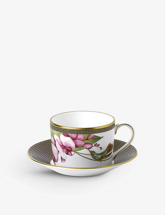 Hummingbird fine bone china teacup and saucer set