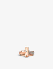 T1 Wide 18ct rose-gold and 0.19ct diamond ring