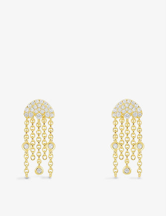 Jellyfish yellow gold-tone sterling silver and zirconia earrings