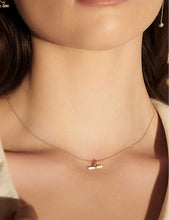 Mini T-bar 22ct gold-plated sterling silver and mother-of-pearl necklace