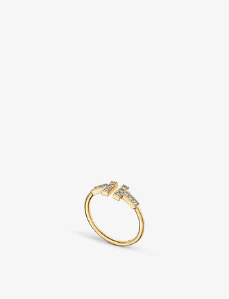 Tiffany T Wire 18ct yellow-gold and 0.13ct brilliant-cut diamond ring