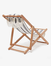 Striped cotton and hardwood beach swing chair 93cm x 79cm