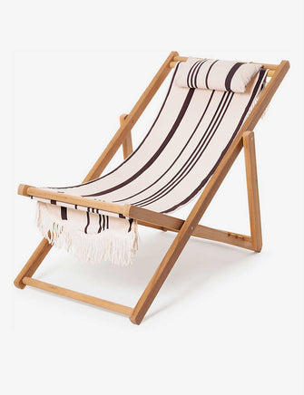 Striped cotton and hardwood beach swing chair 93cm x 79cm