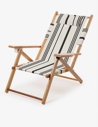 Striped cotton and hardwood beach chair 87cm x 76cm