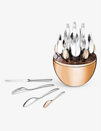 Mood 18ct rose-gold and silver-plated stainless-steel cutlery set of 24