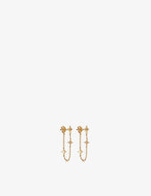 Celestial 18ct yellow gold-plated vermeil sterling silver and sapphire chain earrings