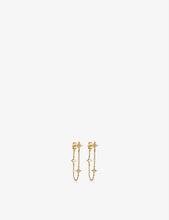 Celestial 18ct yellow gold-plated vermeil sterling silver and sapphire chain earrings