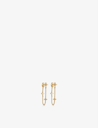 Celestial 18ct yellow gold-plated vermeil sterling silver and sapphire chain earrings