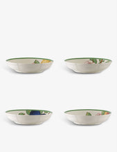 French Garden Modern Fruits porcelain flat bowl set of four
