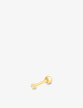 Flora Tiny Barbell 18ct yellow gold-plated sterling silver and zirconia stud earring