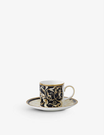 Cornucopia graphic-print china coffee cup and saucer set