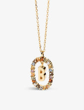 Initial B 18ct yellow gold-plated sterling-silver and semi-precious stones pendant necklace