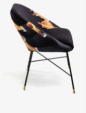 Seletti wears TOILETPAPER lipstick-print velvet chair 50cm x 60cm