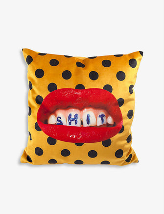 Sh*t graphic-print woven cushion cover 50cm x 50cm