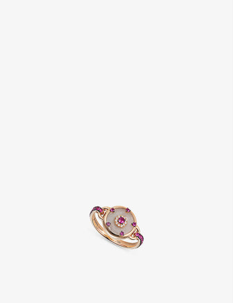 Celeste 18ct rose-gold, 0.07ct diamonds, 0.77ct pink sapphire and 9.75ct jade ring