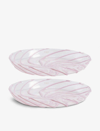 Spin striped glass saucer 111cm set of two