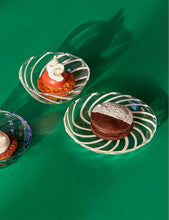 Spin striped glass saucer 11cm set of two