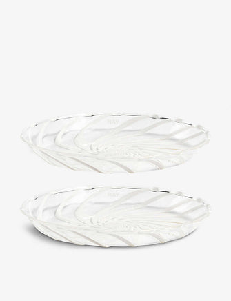 Spin striped glass saucer 11cm set of two