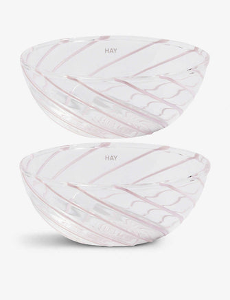 Spin striped glass bowl 8.5cm set of two