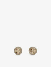 Miller brass, titanium and crystal stud earrings