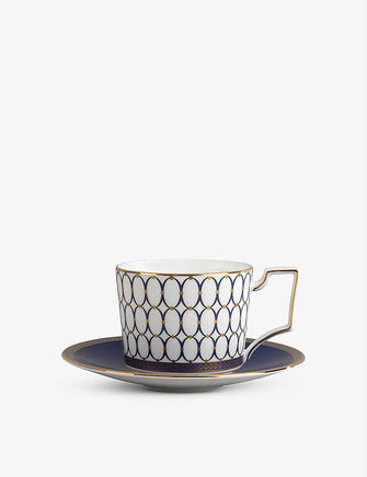 Renaissance Gold graphic-print porcelain coffee cup and saucer