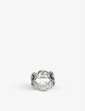 GG Marmont floral-motif sterling-silver and mother-of-pearl ring