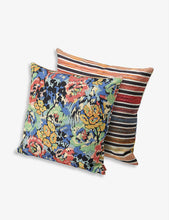 Annapolis striped and floral-pattern cotton and linen-blend cushion 40cm x 40cm