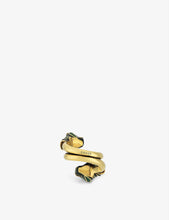 Tiger head enamel and gold-toned metal ring