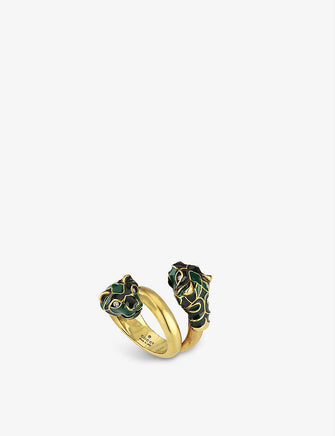 Tiger head enamel and gold-toned metal ring