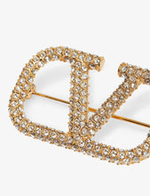 VLOGO crystal-embellished brass brooch