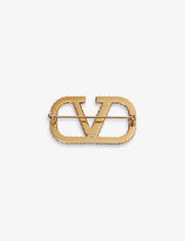 VLOGO crystal-embellished brass brooch