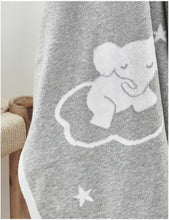 Sleepy Kimbo elephant print cotton baby blanket 100cm x 75cm