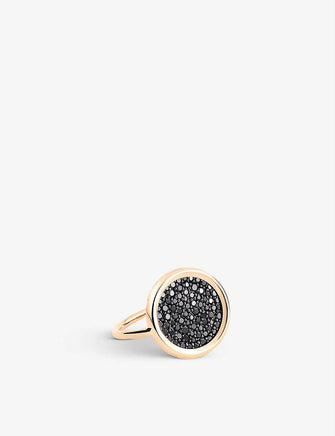 Ginette NY Disk 18ct rose-gold and 0.53ct black diamond ring