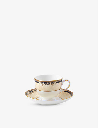 Cornucopia 22ct yellow-gold trim bone-china teacup and saucer set