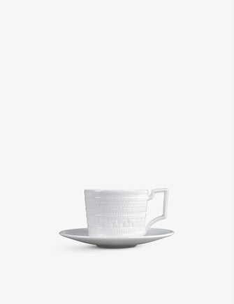 Intaglio bone-china espresso cup and saucer set