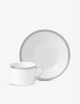 Vera Wang Grosgrain fine bone china teacup and saucer set of two