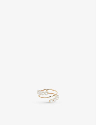 Poppy Finch Baby Pearl 14ct recycled yellow-gold and freshwater pearl ring