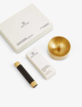 Ray marble and brass incense set