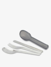 Logo-embossed reusable stainless-steel cutlery set