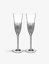 Lismore Diamond Essence crystal champagne flutes set of two