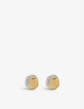 Riva Shore 18ct yellow gold-plated vermeil sterling-silver and 0.03ct round-cut diamond stud earrings