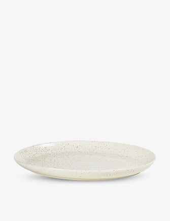 Nordic Vanilla stoneware large oval plate 35.5cm x 26.5cm