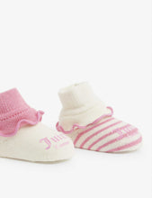 Logo-print cotton-blend booties pack of two