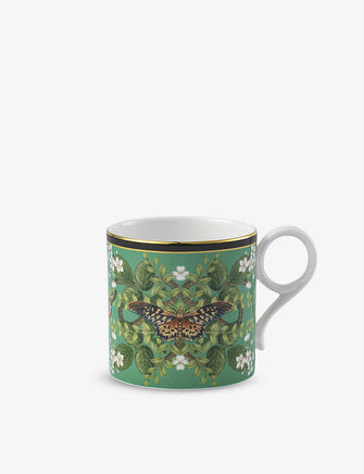 Emerald Forest dragonfly-print porcelain mug 280ml