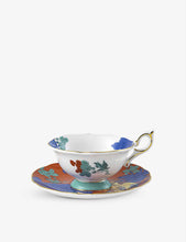 Wonderlust Golden Parrot bone china teacup and saucer