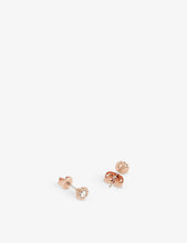 Nano heart and crystal rose gold-plated brass and sterling silver earrings set of two