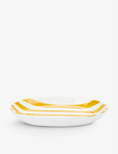 Striped circular ceramic dinner plate 25cm