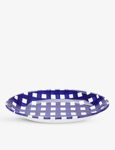 Checked ceramic platter dish 29cm