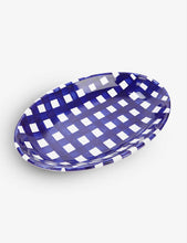 Checked ceramic platter dish 29cm